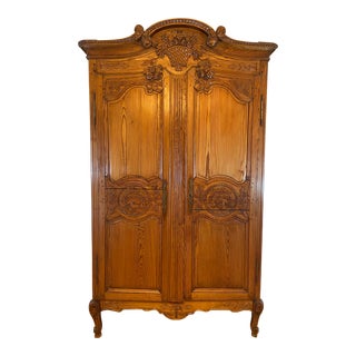 Louis XV French Country Chestnut Oak Wardrobe For Sale