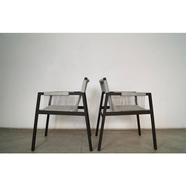 Design Within Reach Outdoor Aluminum & Rope Armchairs by Four Hands - A Pair For Sale - Image 4 of 12