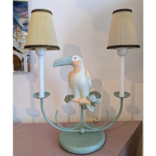 Vintage Ceramic Pastel Toucan Lamp, 1980s For Sale - Image 4 of 10