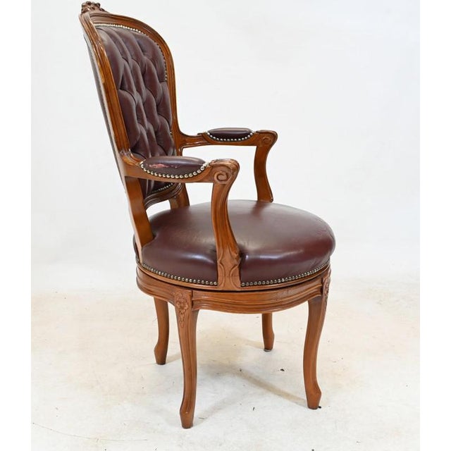 Chesterfield Leather Office Chair For Sale - Image 4 of 4