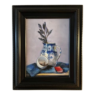 "Symphony in Blue" a Still LIfe Painting of False Indigo by Marina Movshina, Framed For Sale