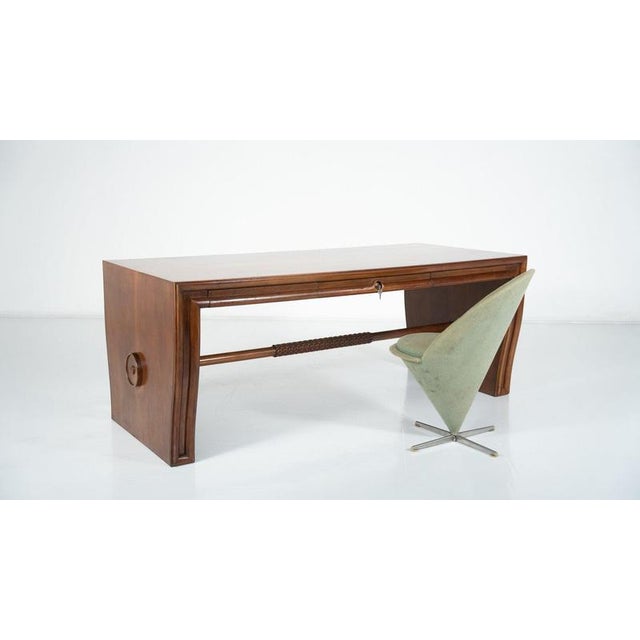 Large Mid-Century Modern Wood Desk attributed to Osvaldo Borsani, Italy, 1950s For Sale - Image 9 of 18
