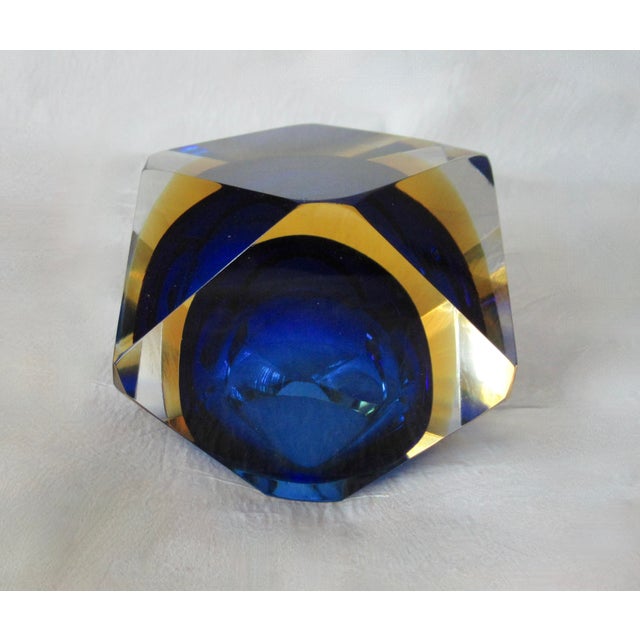 C.1970s Italian Alessandro Mandruzzato, Hand Blown Faceted Murano Cobalt, Amber & Clear For Sale - Image 18 of 18