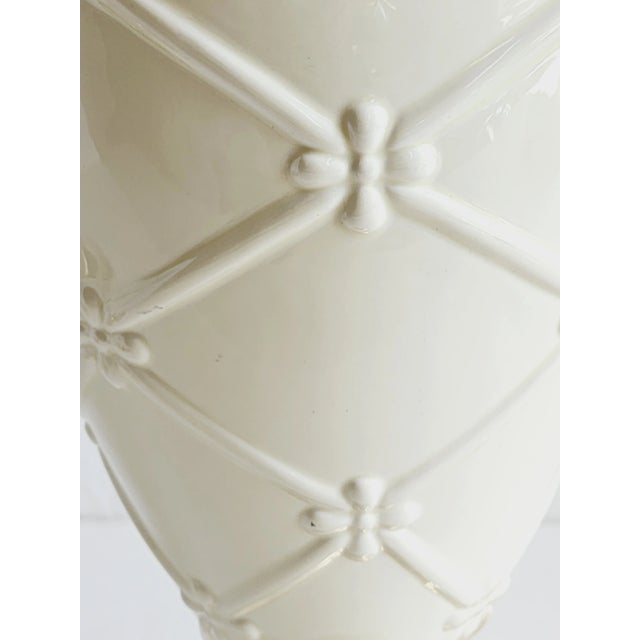 Lattice Motif Porcelain & Brass Tables-A Pair For Sale - Image 9 of 10