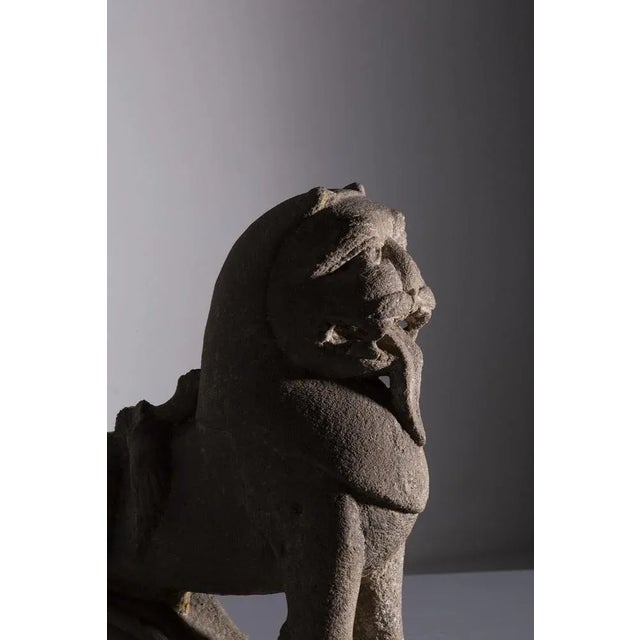 Wei Dynasty Chinese Lion Sculpture in Stone, 1800s For Sale - Image 11 of 13