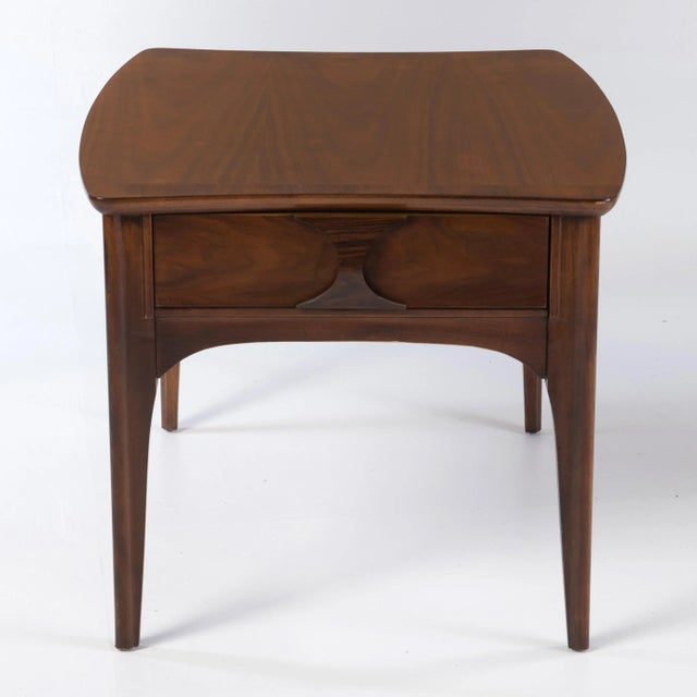 Wood Kent Coffey Perspecta Walnut Rosewood Boat Shaped End Table For Sale - Image 7 of 13