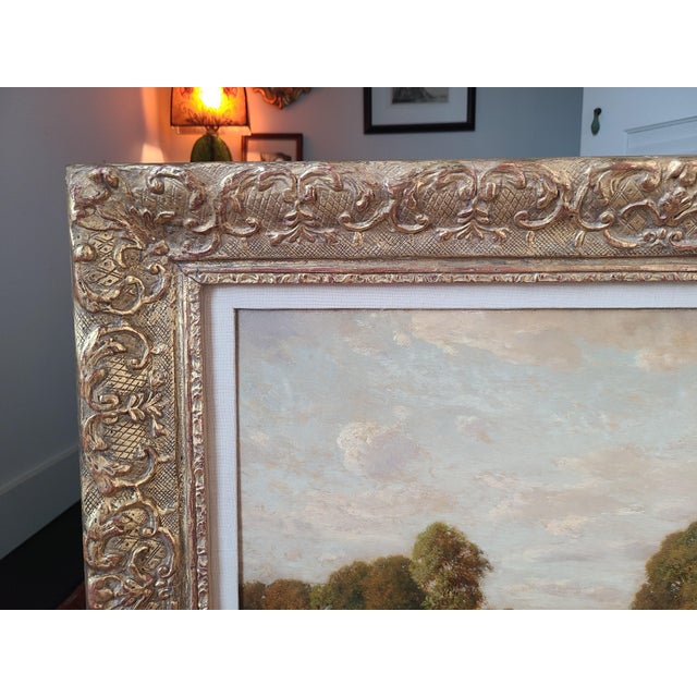 Claude E. Picault Antique Oil Painting 19th Century Pastoral Pond Landscape For Sale - Image 10 of 17