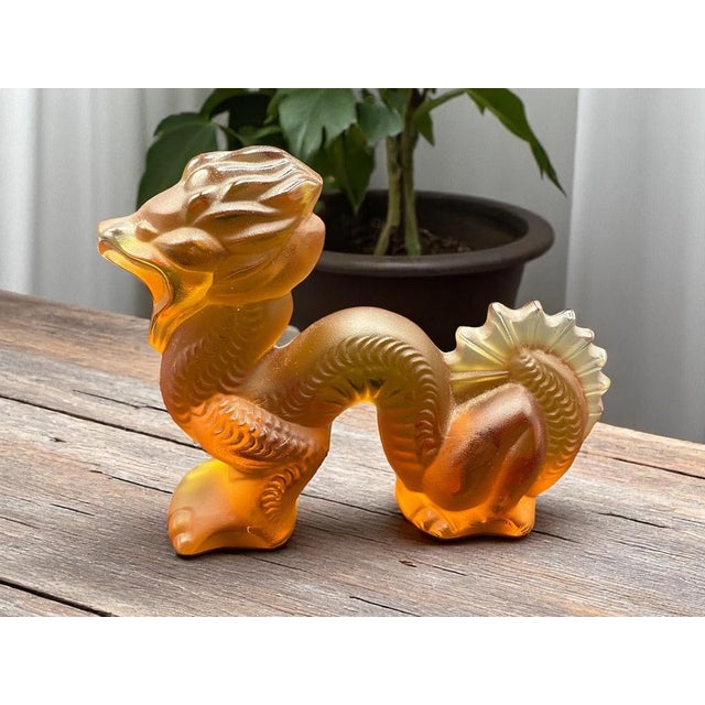 Chinese Dragon Sculpture in Amber and Frosted Glass by René Lalique for Lalique For Sale - Image 8 of 13