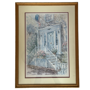 1980s William Welch "Nantucket Doorway" Signed & Framed Watercolor Print