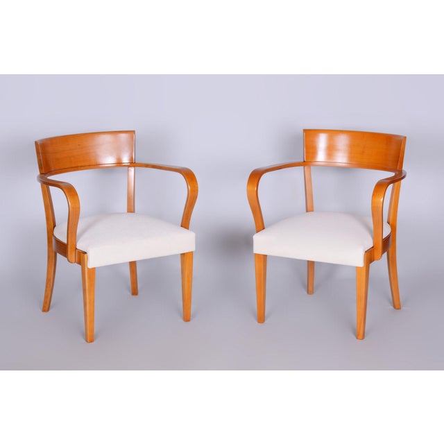 Art Deco Beech Armchairs attributed to Jindrich Halabala for Up Zavody, 1930s, Set of 2 For Sale - Image 12 of 12