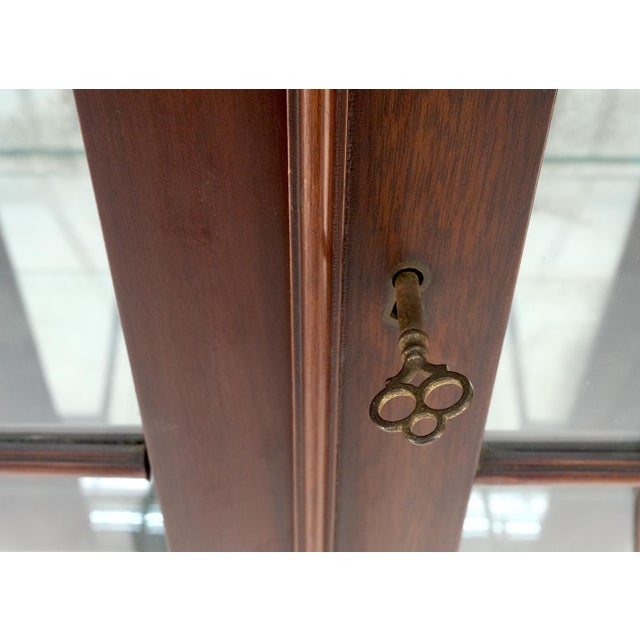 Fine Carved Mahogany Claw Feet Glass Shelved Bookcase Display Cabinet Stunning For Sale - Image 9 of 12