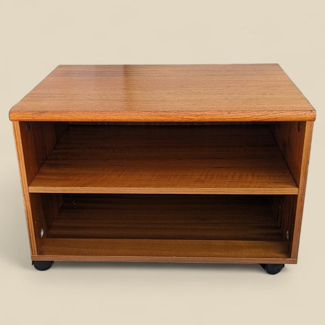 Mid-Century Modern Vintage Teak Rolling Cabinet or End Table For Sale - Image 3 of 15