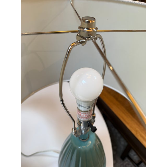 Turquoise Ceramic Table Lamps, Pair For Sale - Image 12 of 12