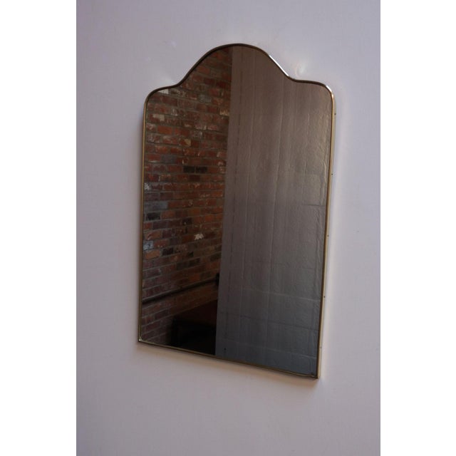Mid-Century Modern Vintage Italian Brass Arched Scalloped Wall Mirror After Gio Ponti For Sale - Image 3 of 12