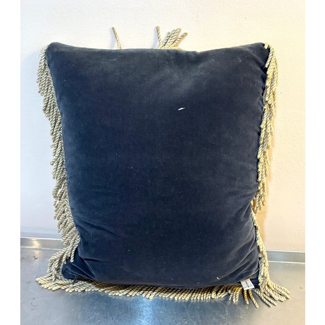 Fringed Needlepoint Monkey Pillow For Sale - Image 4 of 4