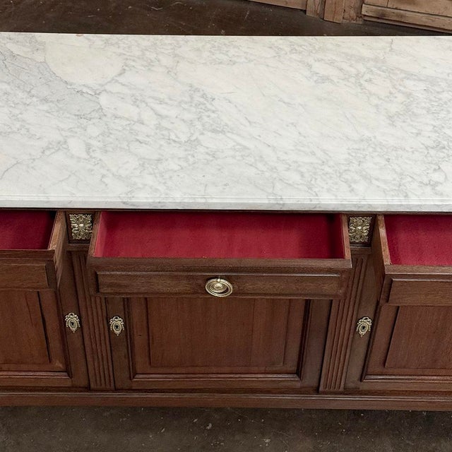 Grand French Louis XVI Mahogany Round-Sided Buffet With Carrara Marble For Sale - Image 17 of 18