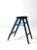 This is a vintage wooden step ladder. Cerulean blue paint colors the two run step stool, as metal hinges close and open...