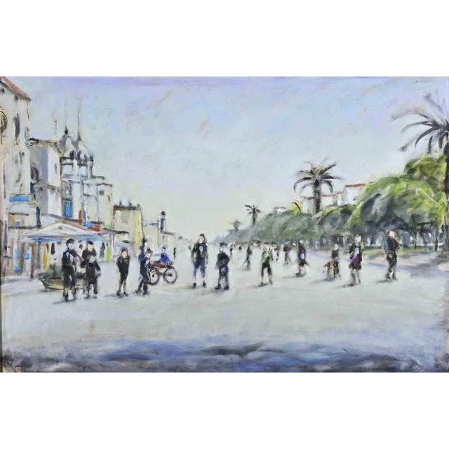 Michelangelo Cupisti, View of Viareggio (The Promenade), Oil Painting, 1990s, Framed For Sale - Image 4 of 4