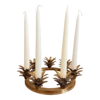 Vintage Brass Pineapple Candle Holder For Sale