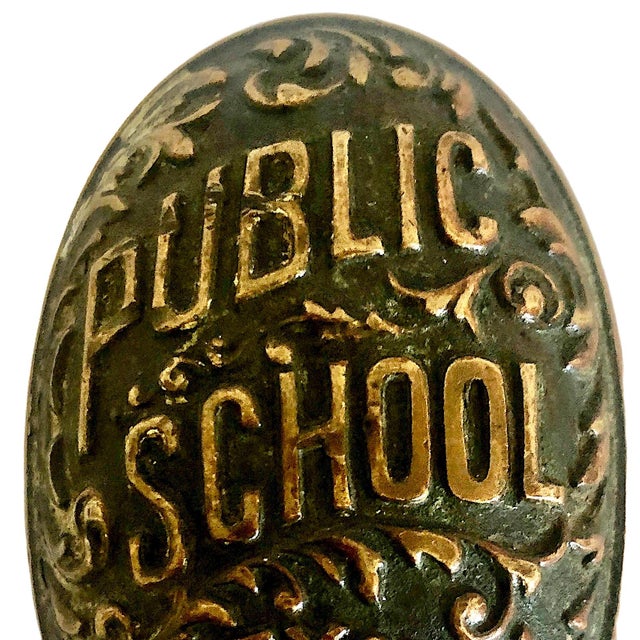 Metal Antique Cast Bronze Nyc Public School Doorknob For Sale - Image 7 of 10