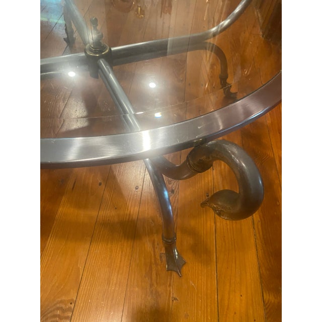 1960s 1960s Vintage Maison Jansen Style Steel & Brass Swan Head Coffee Table Circa 1960’s For Sale - Image 5 of 10