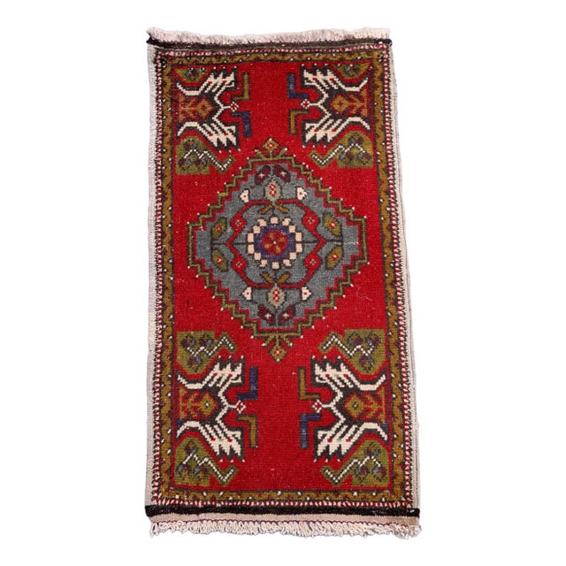 Small Vintage Turkish Rug in Red Wool For Sale