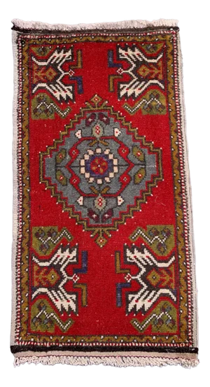 Small Vintage Turkish Rug in Red Wool