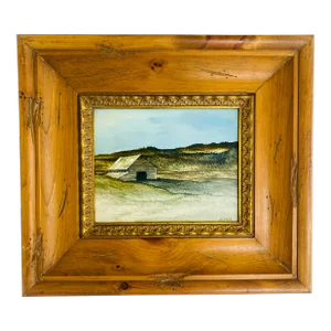 Mid Century Vintage Acrylic on Board Country Landscape Signed Van Schlock