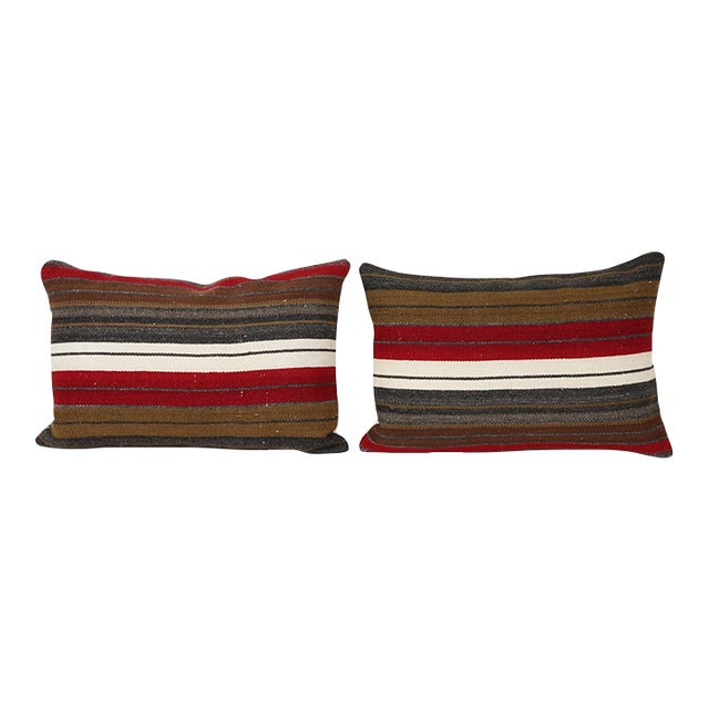 Striped Turkish Kilim Pillow Cover - A Pair For Sale