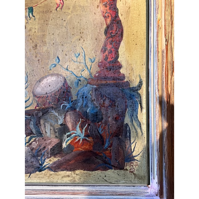 18th-Century Style Chinoiserie Commedia Dell'Arte Oil Painting in the Manner of Andien De Clermont Early 20th Century For Sale - Image 11 of 15