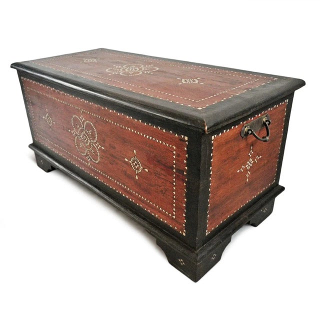 Mid 20th Century Vintage Wood Bali Trunk For Sale - Image 4 of 7