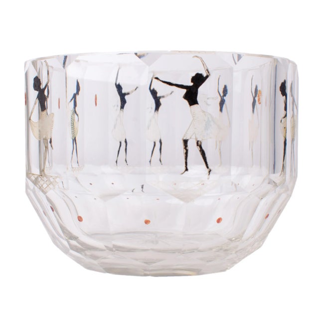 A Steinschonau Haida school crystal silhouette bowl attributed to Adolf Beckert, c.1920. 4 ½ wide by 3 ¼ tall