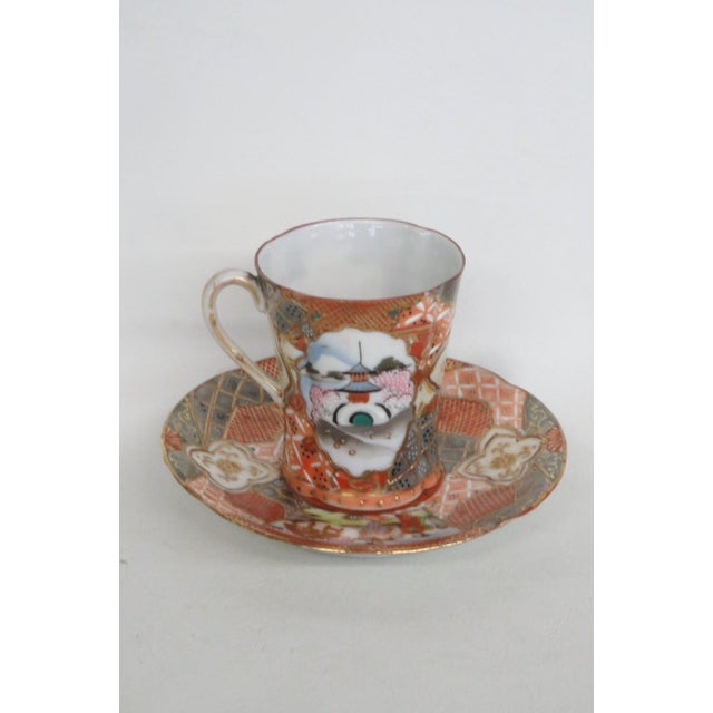 Tame and Nakamura Japan 2pc Set Chocolate Cup and Saucer Pair Hand Painted For Sale In Miami - Image 6 of 11