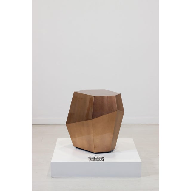 Three Rocks High Side Table in Aged Copper Leaf from Insidherland For Sale - Image 4 of 7