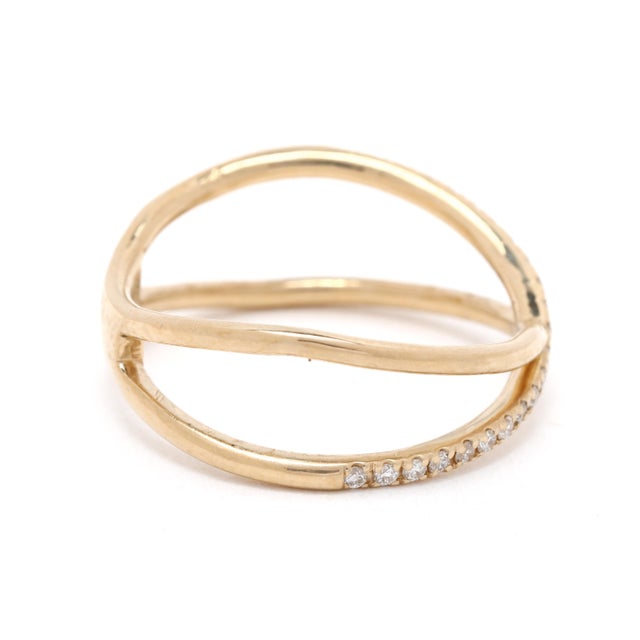 Modern Ferkos .12ctw Diamond X Band Ring, 14k Yellow Gold, Ring Size 4.5 For Sale - Image 3 of 6