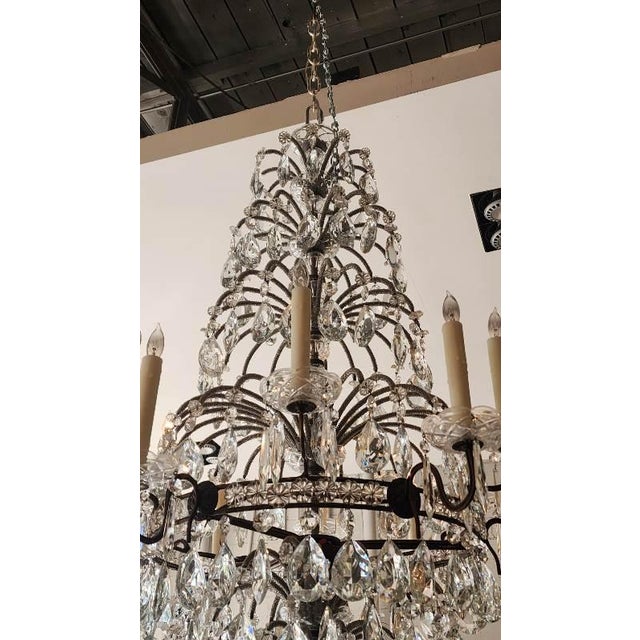 Transparent Early 20th Century Italian Crystal and Beaded Chandelier For Sale - Image 8 of 9