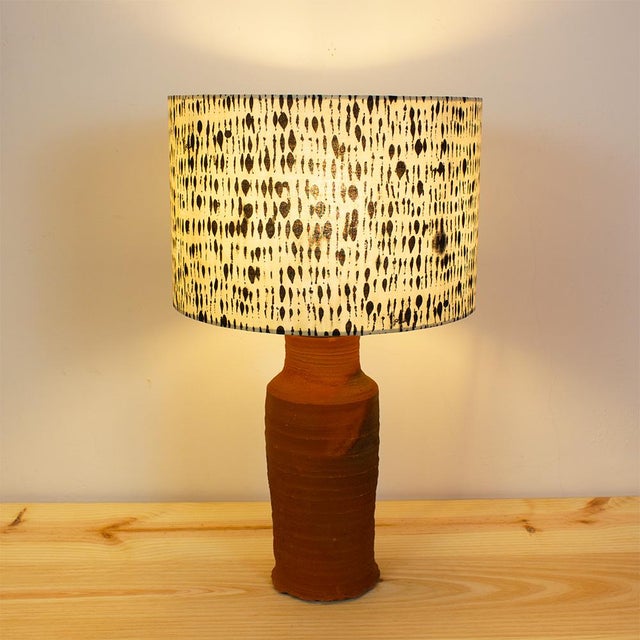 Rustic Table Lamp with Fabric Lampshade For Sale - Image 3 of 9