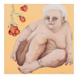 T. Phillips Portrait of Nude Old Woman Oil, 2004 For Sale