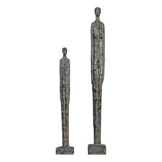 Antique Italian Etruscan Shadow Statuettes in Bronze, Set of 2 For Sale