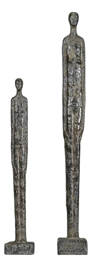Antique Italian Etruscan Shadow Statuettes in Bronze, Set of 2