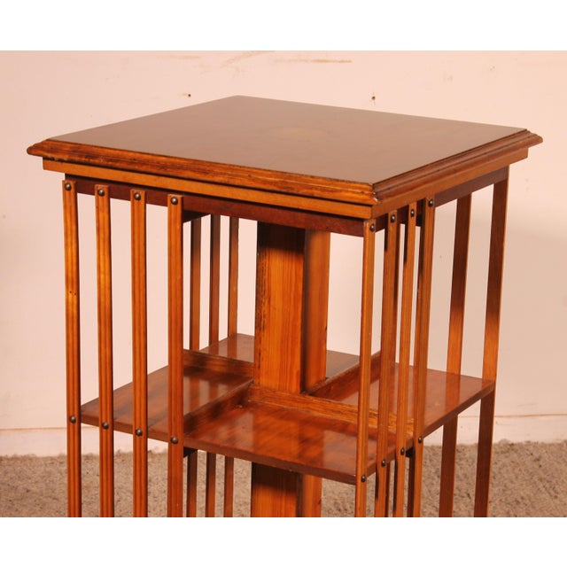 Revolving Bookcase in Yew Wood and Medallion, 1890s For Sale - Image 6 of 12