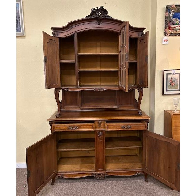 Stunning Antique Hand Carved French Walnut Hutch c.1890s For Sale - Image 11 of 12