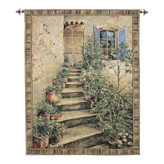 Tuscany Villa Steps Loom Woven Tapestry - 185 X 132 Cm (6'1" X 4'4") - Requires Rod Size 4 For Sale