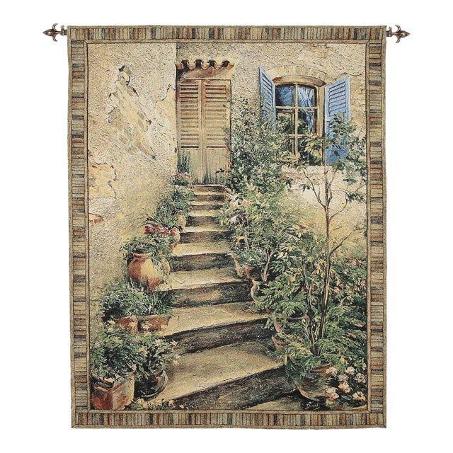 Tuscany Villa Steps Loom Woven Tapestry - 185 X 132 Cm (6'1" X 4'4") - Requires Rod Size 4 For Sale