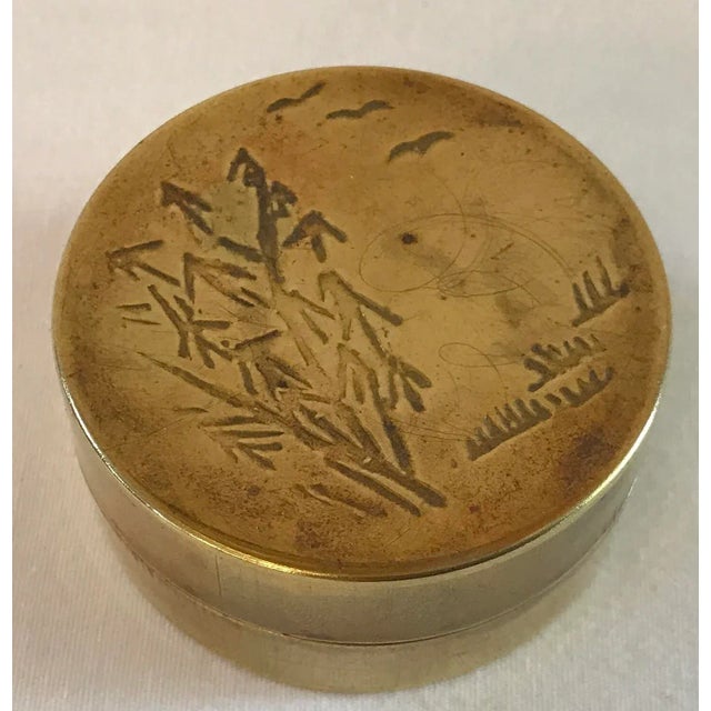 Metal Vintage Asian Brass Trinket Box For Sale - Image 7 of 8
