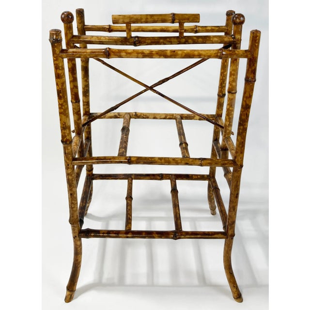 Antique Scorched Bamboo Magazine Rack For Sale - Image 9 of 11