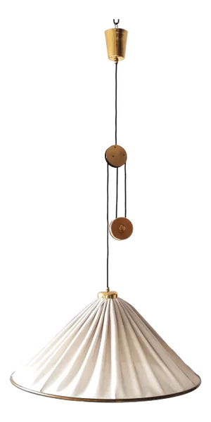 Counterweight Pendant Lamp Jo-Jo Zug Mod. 2505 in Brass & Wild Silk, by Josef Frank for J.T. Kalmar, 1950s