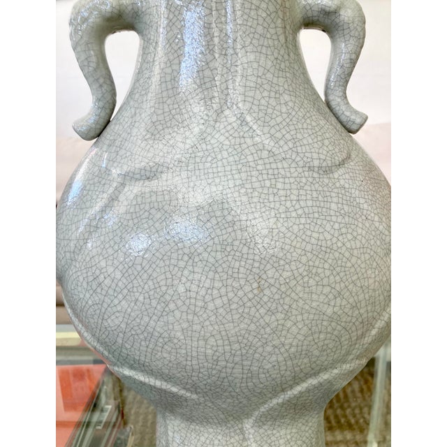 Celedon Ceramic Asian Table Lamps - a Pair For Sale - Image 10 of 12