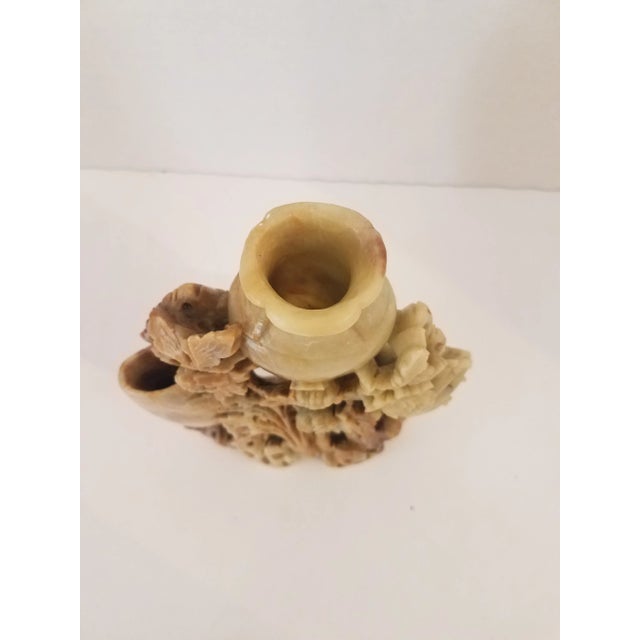 Vintage 1950s Hetian Soap Stone Chinese Hongshan Culture Hand Carved Incense Burner For Sale - Image 9 of 11