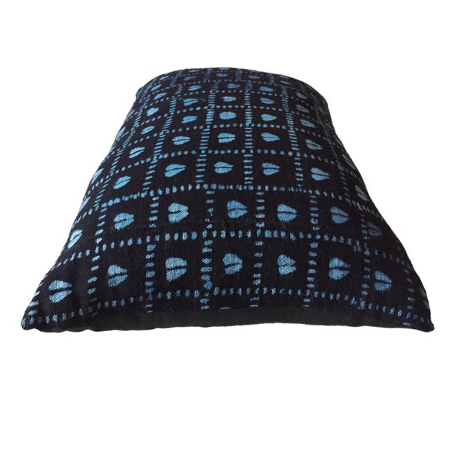 African Custom Made Indigo Cloth Pillow 20" by 13" For Sale - Image 4 of 6